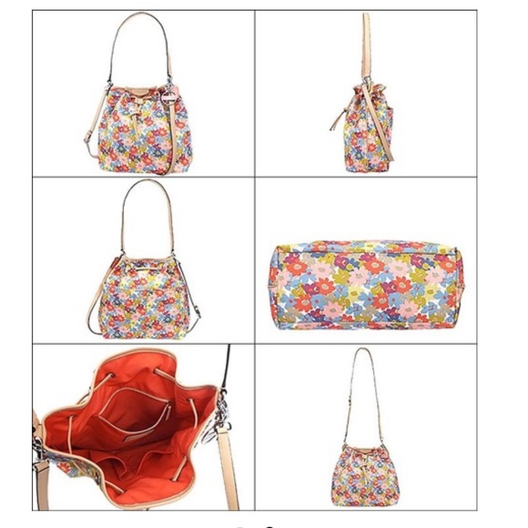 COACH Floral Drawstring Canvas Bucket Shoulder Bag Purse - Picture 2 of 10